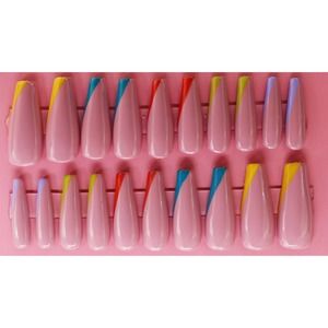Pride and Pink Long Coffin Gloss Finish Press On Nails Long Long